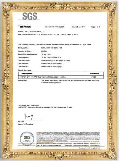 La CINA GUANGZHOU BMPAPER CO., LTD. Certificazioni